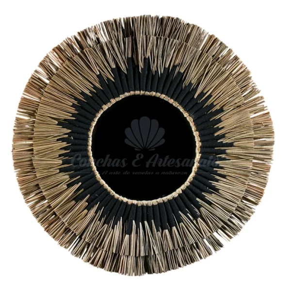 Adorno de Palha Natural e Macramê Preto - 70cm - Imagem 2
