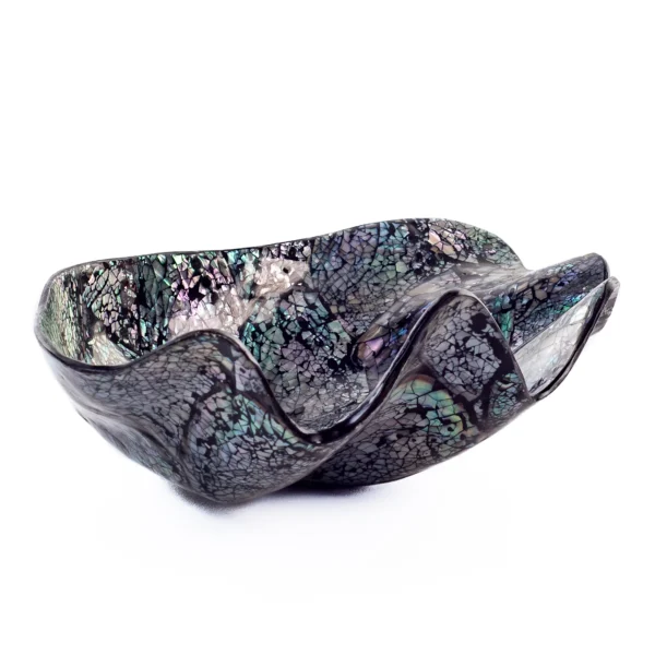 Bandeja Madreperola China Clam Preto - 28x18cm