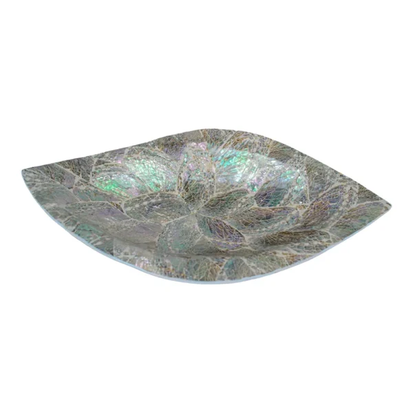 Bandeja Madrepérola Folha Branca - 33x18cm