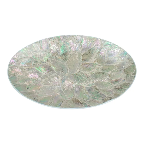 Bandeja Madrepérola Oval Branca - 35cm