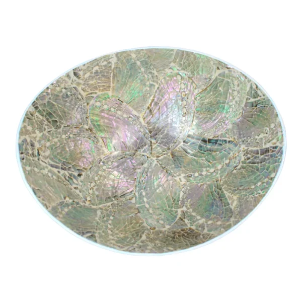 Bandeja Madrepérola Oval Funda Branca - 21cm