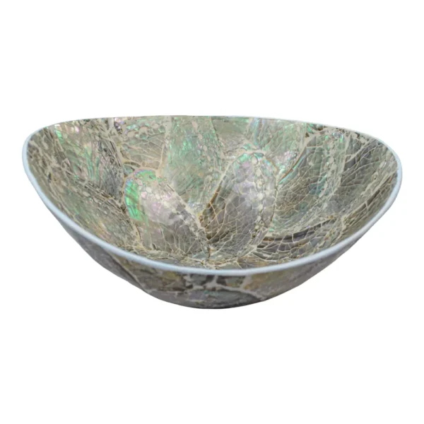 Bandeja Madrepérola Oval Funda Branca - 21cm - Imagem 2