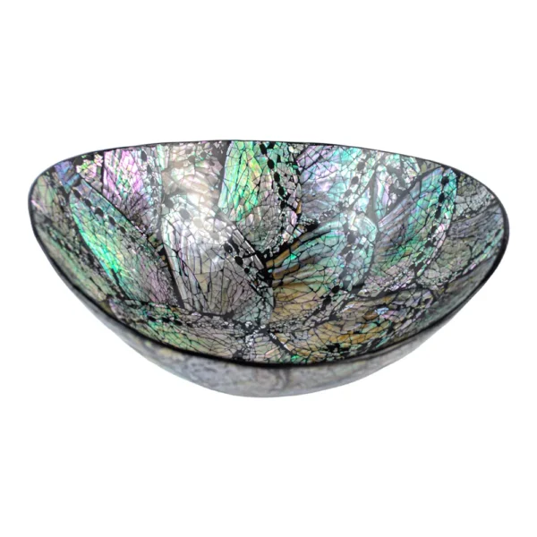 Bandeja Madrepérola Oval Funda Preta - 21cm