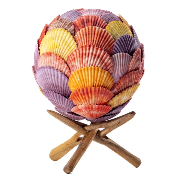 Bola de Conchas com Suporte - Pecten Colored - 18cm