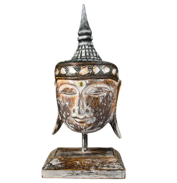 CABEÇA BUDA COM BASE MARROM - 38cm
