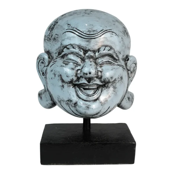 CABEÇA DE BUDA SORRIDENTE AZUL COM BASE - 32cm