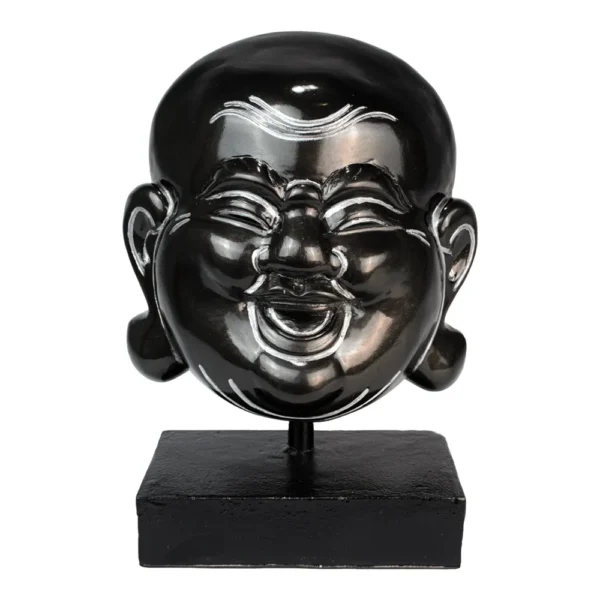 CABEÇA DE BUDA SORRIDENTE PRETO COM BASE 32cm
