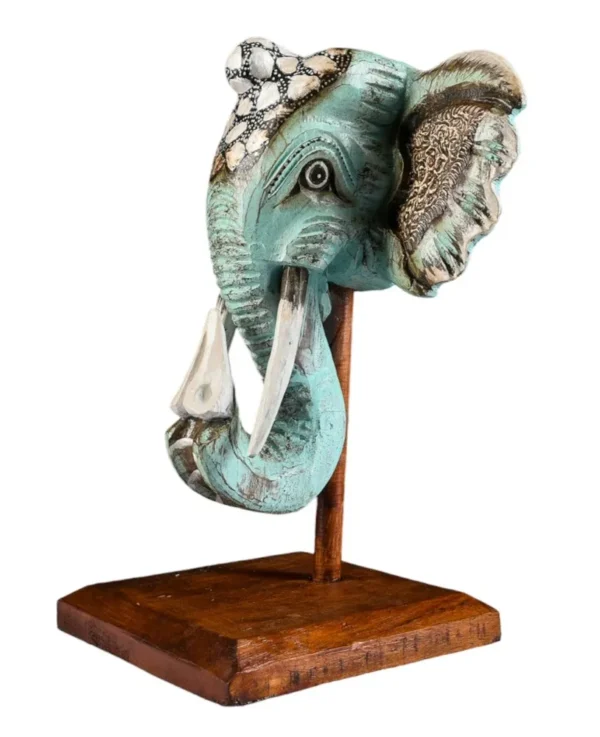 CABEÇA ELEFANTE VERDE COM BASE - 55cm - Imagem 2