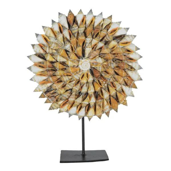 Colar Mandala Urceus Marrom e Branca com Suporte - 24cm