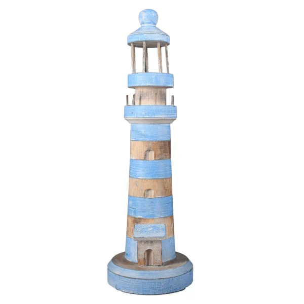 Farol de Madeira Azul Bebê - 40cm