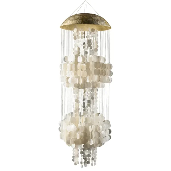Lustre Água Viva Branco Madrepérola - 40x118cm