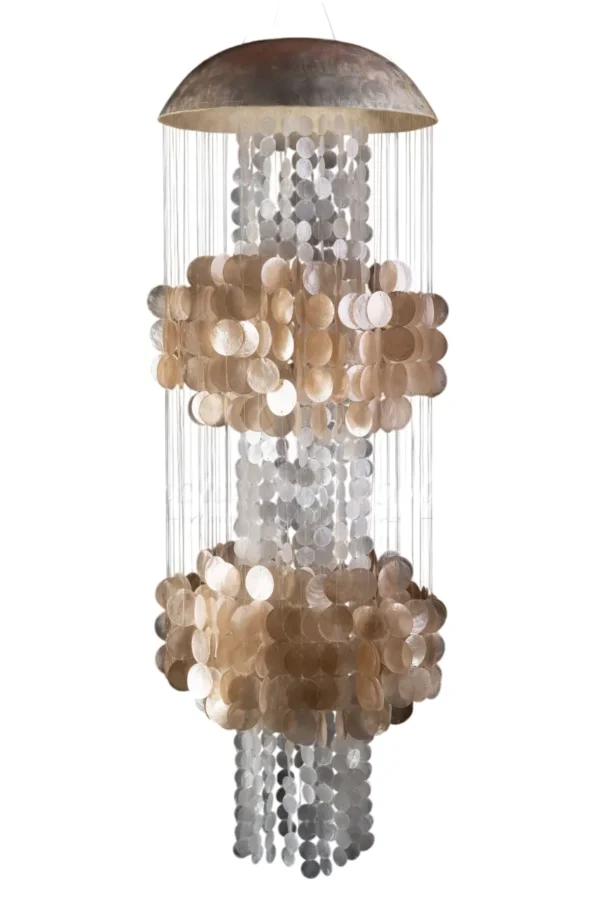 Lustre Água Viva Branco Marrom Madrepérola - 40x100cm