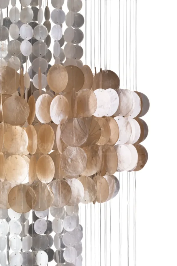 Lustre Água Viva Branco Marrom Madrepérola - 40x100cm - Imagem 2