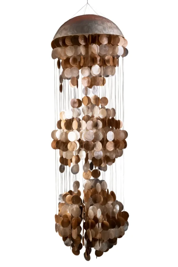 Lustre Água Viva Branco Marrom Madrepérola 47X190