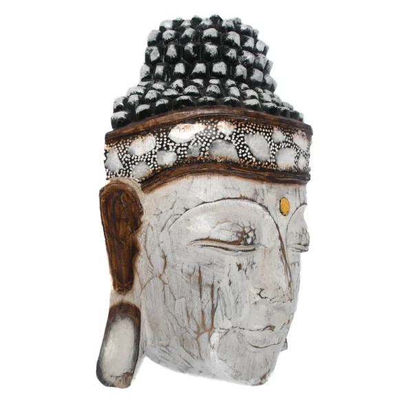 Máscara de Buda Branca Detalhes Madrepérola - 30cm