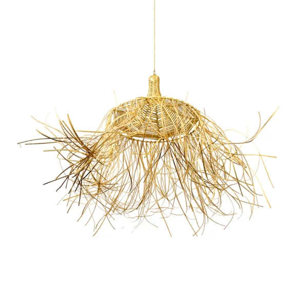 PENDENTE RATTAN CHAPEU DE FOLHA L 42 A 46CM