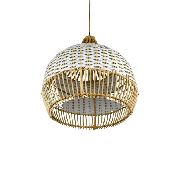 PENDENTE RATTAN GOTA L 30 A 35CM BRANCO