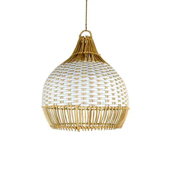 PENDENTE RATTAN GOTA L 30 A 35CM BRANCO - Imagem 2
