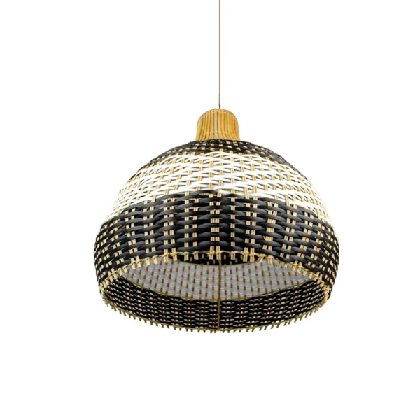 PENDENTE RATTAN GOTA G NATURAL/PRETO/MARROM L 50 A 55CM