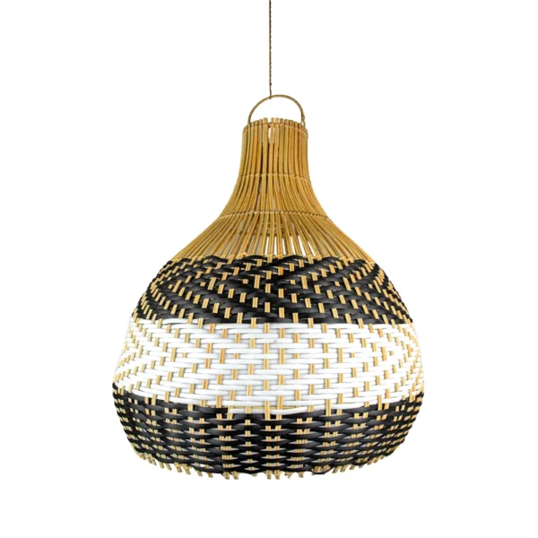 PENDENTE RATTAN GOTA G NATURAL/PRETO/MARROM L 50 A 55CM - Imagem 2