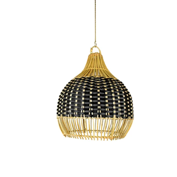 PENDENTE RATTAN GOTA L 30 A 35CM PRETO - Imagem 2