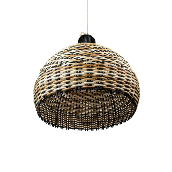 PENDENTE RATTAN GOTA G PRETO/MARROM L 50 A 55CM