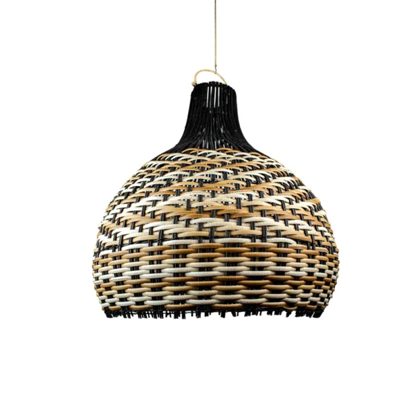 PENDENTE RATTAN GOTA G PRETO/MARROM L 50 A 55CM - Imagem 2