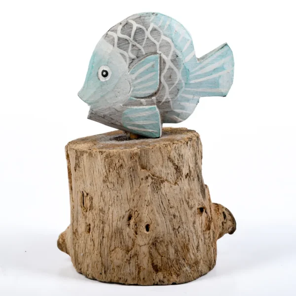 Peixe Amarelo com Base de Madeira  - 8cm