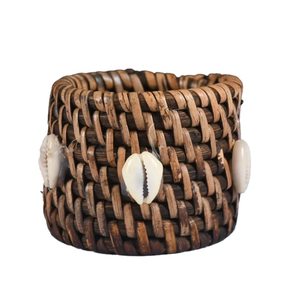 Porta Guardanapo Marrom de Rattan com Búzio - 5cm - Imagem 2