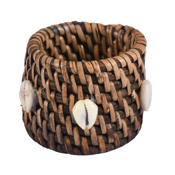 Porta Guardanapo Marrom de Rattan com Búzio - 5cm - Imagem 3