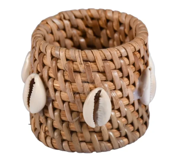 Porta Guardanapo Natural Rattan com Búzios - 5cm - Imagem 2