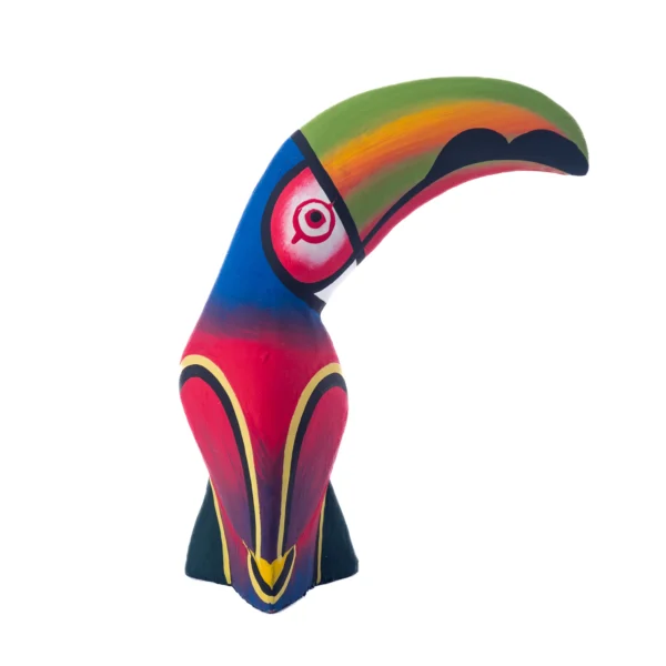 TUCANO VERMELHO E AZUL COM BICO VERDE (10cm) - Imagem 2