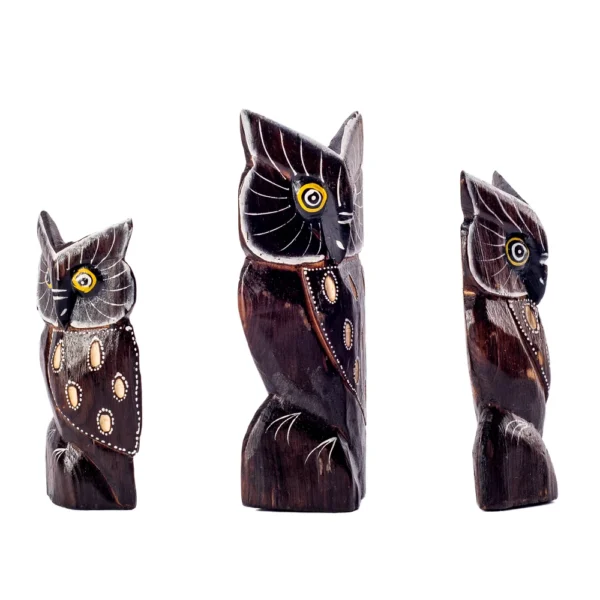 Trio Coruja Marrom Escuro - 19,5x16,5x14,5cm - Imagem 2