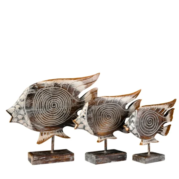 Trio de Peixe Espiral Marrom
