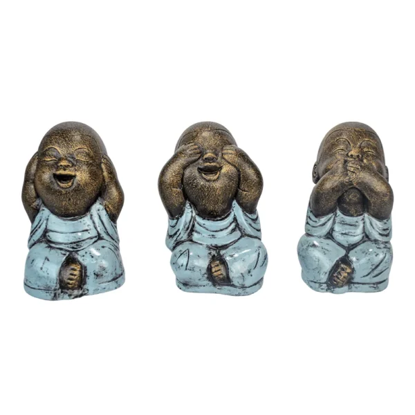 Trio Shaolin Três Sentidos Azul - 19x12x11cm