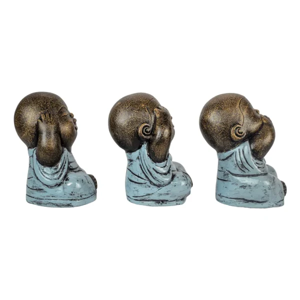 Trio Shaolin Três Sentidos Azul - 19x12x11cm - Imagem 2