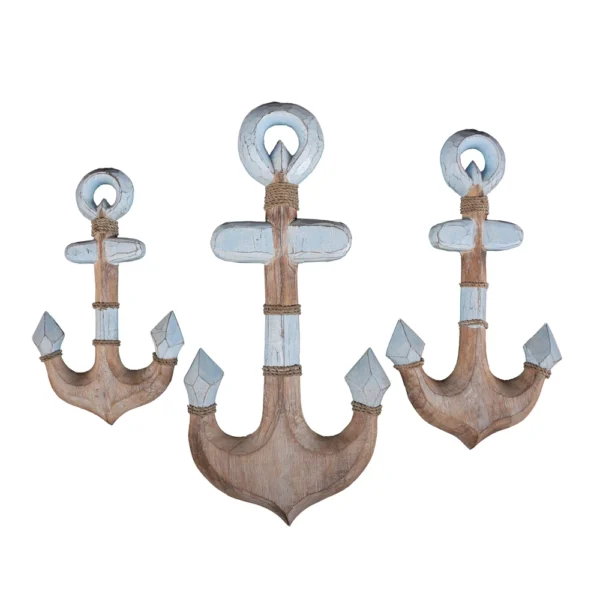 Trio de Âncora Azul Fraco - 50x38x30cm