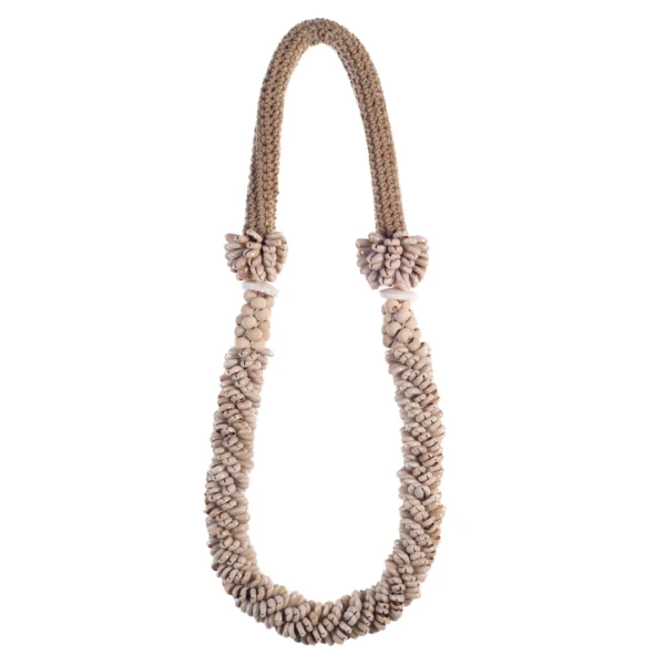 Colar Decotativo de Búzios Cortado Natural e Marrom - 45cm