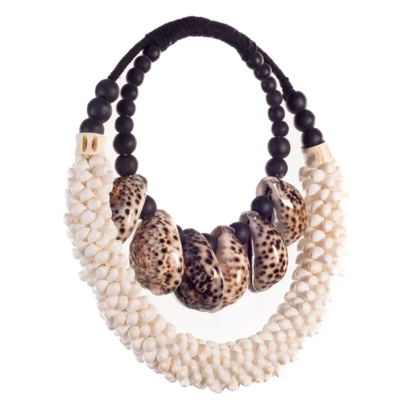 Colar Decorativo Redondo Cypraea Tiger e White Moon - 34cm - Imagem 2