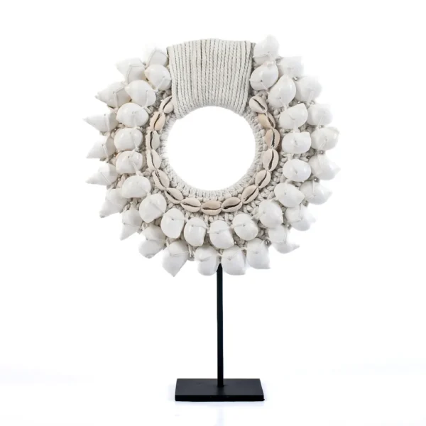 Colar Mandala Moon shell   Macramê com Suporte - 25cm