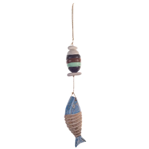 Móbile Bóia e Peixe Natural e Azul - 45cm