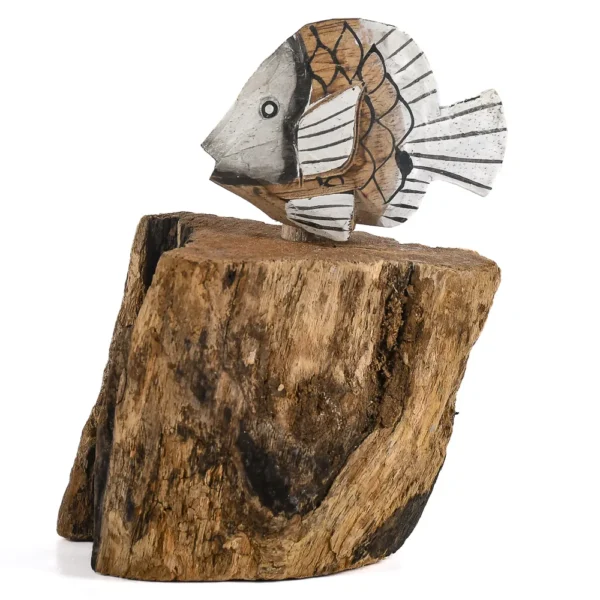 Peixe Natural com Base de Madeira - 8cm