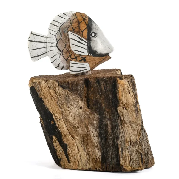 Peixe Natural com Base de Madeira - 8cm - Imagem 2