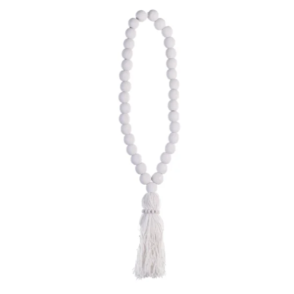 Tassel de Madeira e Macramê Branco - 45cm
