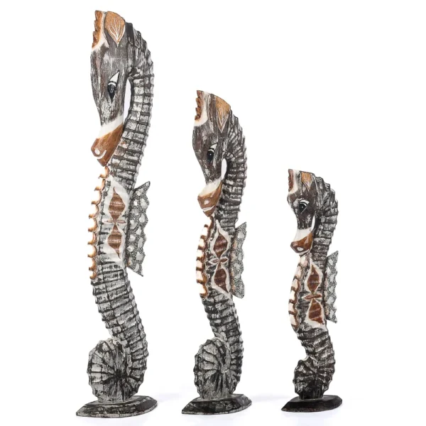 Trio de Cavalo Marinho Marrom - 100x80x60cm
