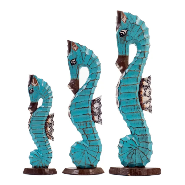 Trio de Cavalo Marinho Azul Turquesa - 50x40x30