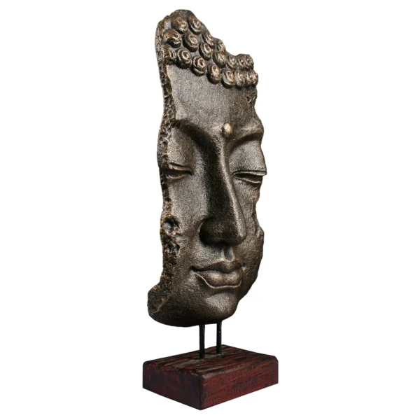 Mascara de Buda Dourada com Base - 27X15X70cm - Imagem 2