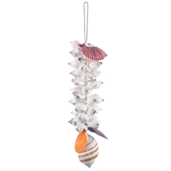 Cordão de Conchas - Canarium Branco e Radula - 45cm