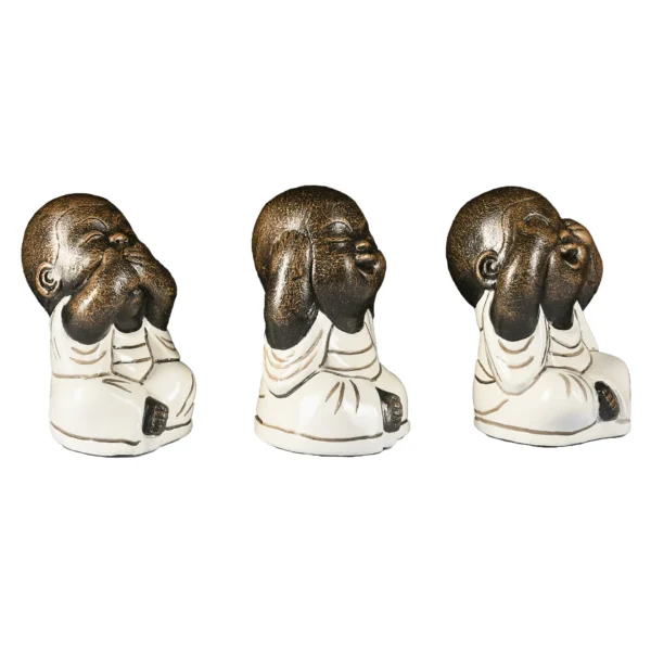 Trio Shaolin Três Sentidos Branco - 19x12x11 - Imagem 2