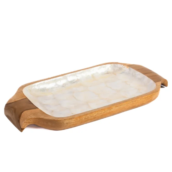 CONTR24 - Bandeja de Madeira com Madrepérola - 34x17cm - Imagem 2